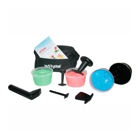 Fabrication Enterprises Puttycise TheraPutty Set, 5 Tools, 4 x 1 lb. Putties, Hard (Red, Green, Blue, Black) 342143